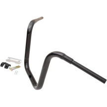 Manillar 1-1/2" Grande Ape Hanger tradicional — abrazadera 1-1/2", elevación 14", ancho 37-1/2", negro brillo
