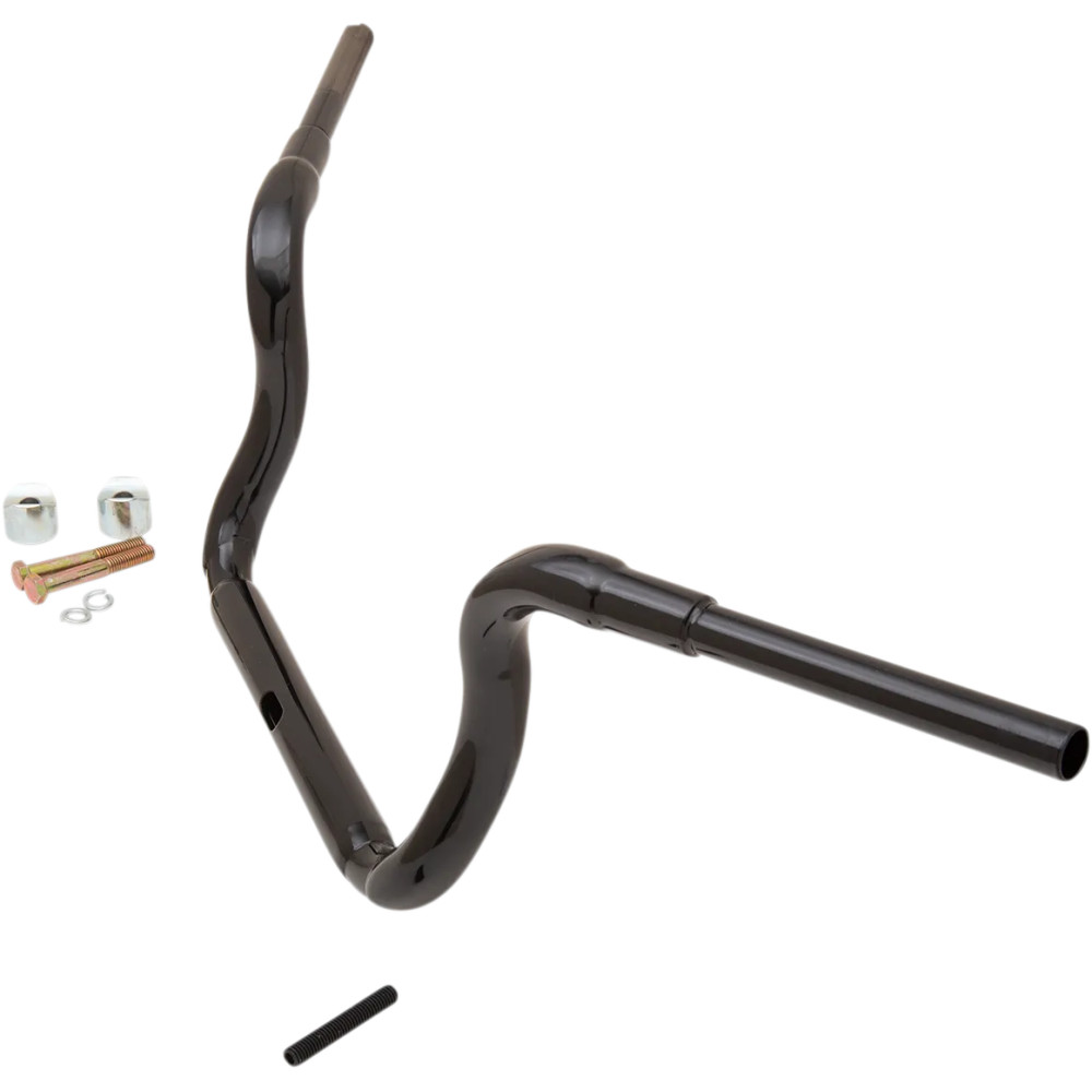 Manillar Grande Ape Hanger tradicional de 1-1/2" — diámetro 1-1/2", subida 10", ancho central 12", negro brillo