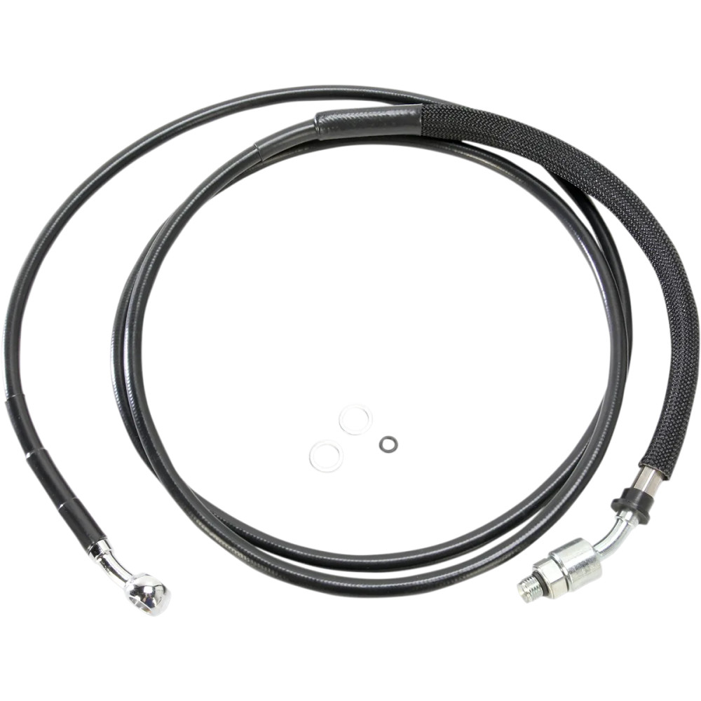 Línea hidráulica de embrague de acero inoxidable — 78-1/8" de longitud, +8" de extensión, negro con recubrimiento de vinilo