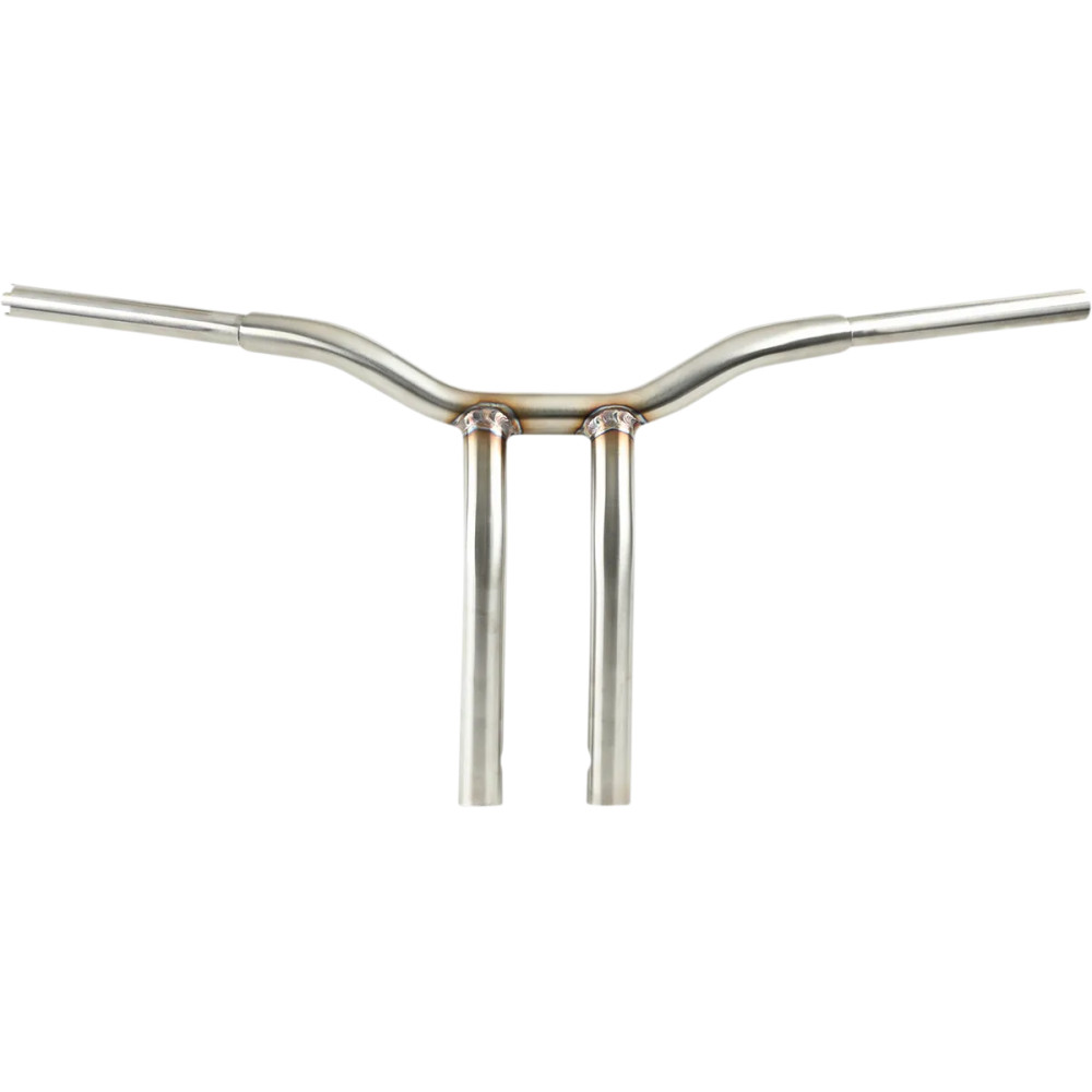 Manillar Kage Fighter con risers soldados curvados — 14" de subida, 4" de retroceso, 3-1/2" entre centros de riser, 30-1/2" anch
