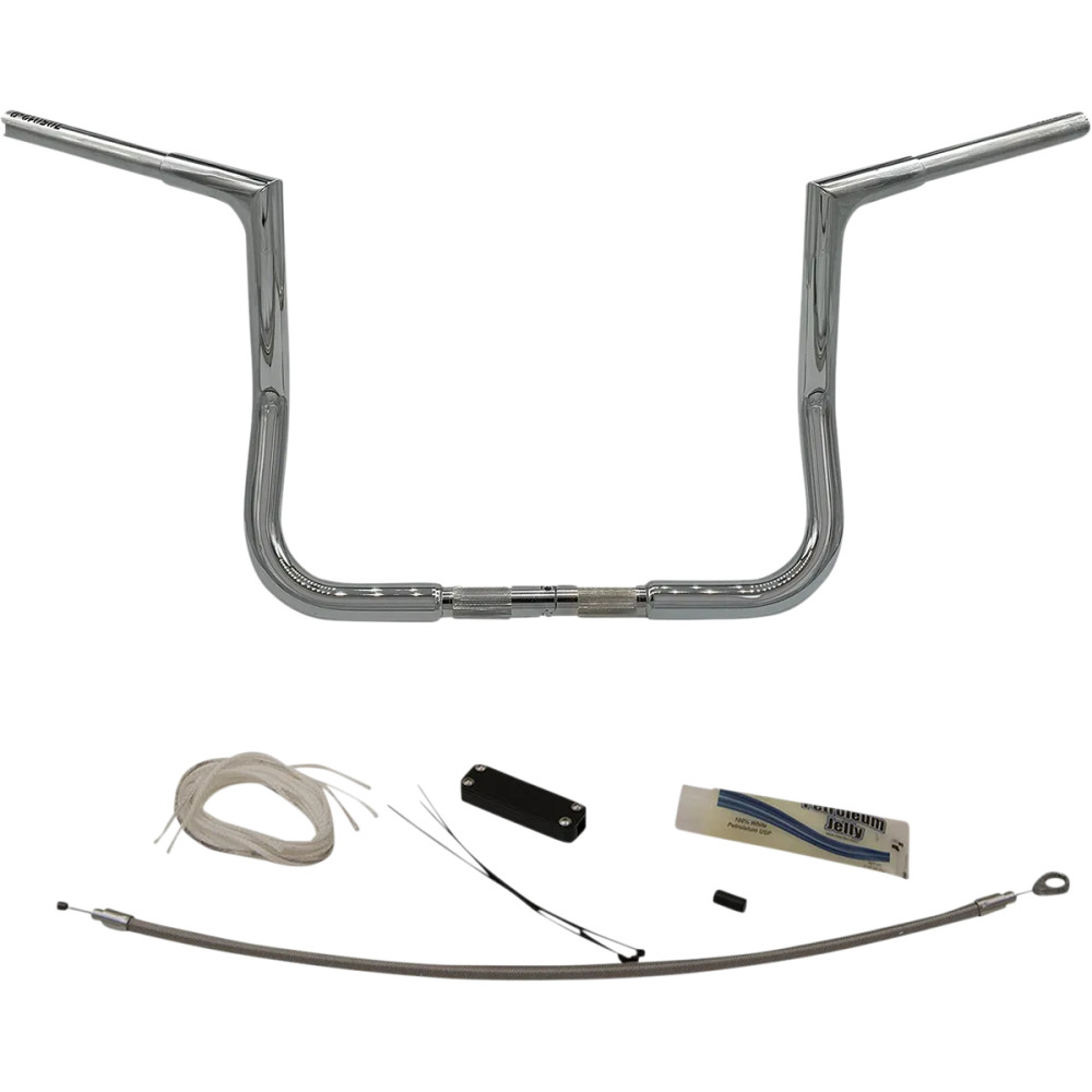 Kit de manillar Flat Top EZ Install de 1-1/4" — subida 12", ancho central 15-1/2", Cromo