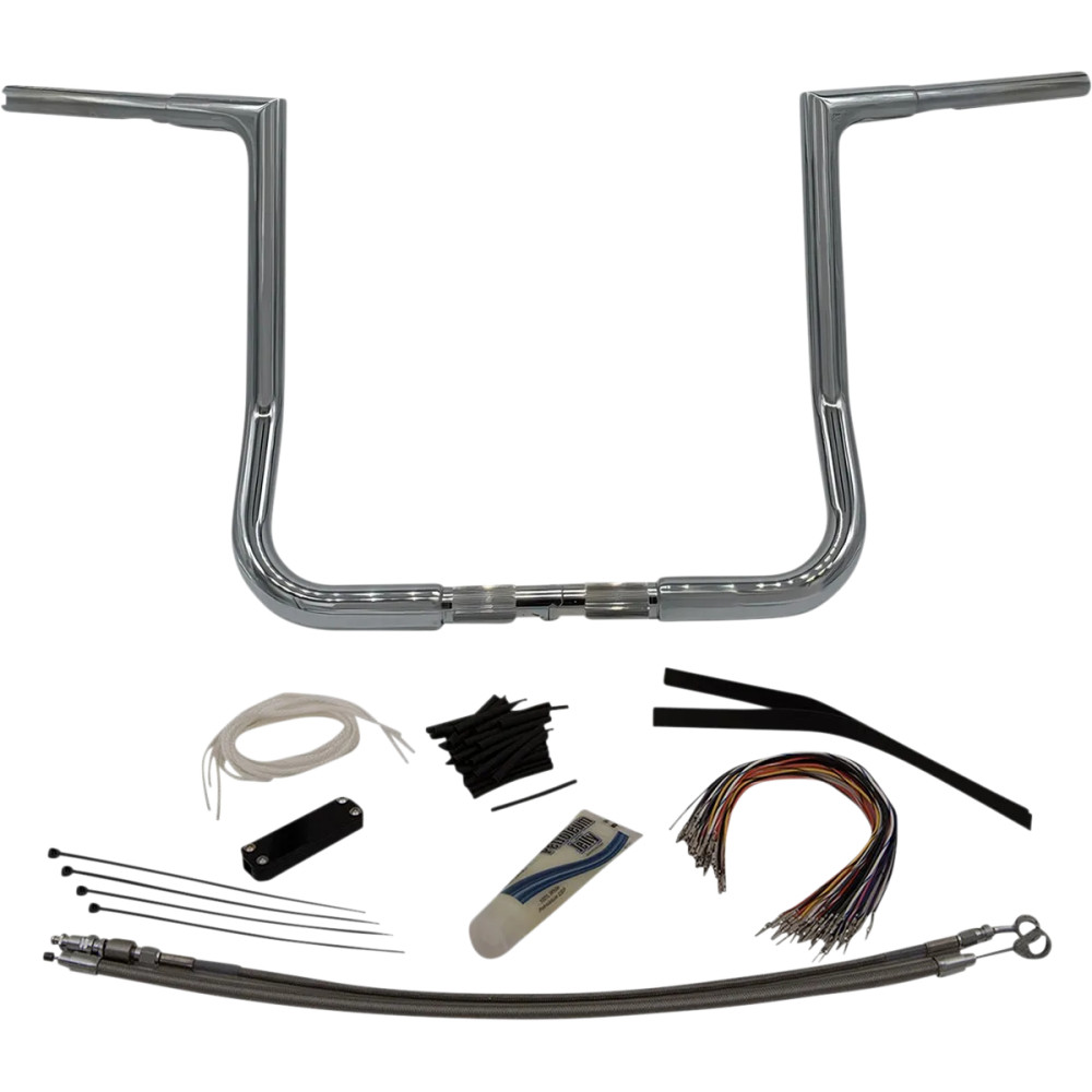 Kit de manillar plano 1-1/4" EZ Install — Cromado, 1-1/4" diámetro, abrazadera 1", subida 14", ancho 36"