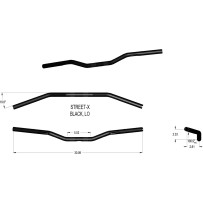 Street-X Handlebars — 30-1/8 in width, 59 mm rise, 1 in clamp, Black gloss