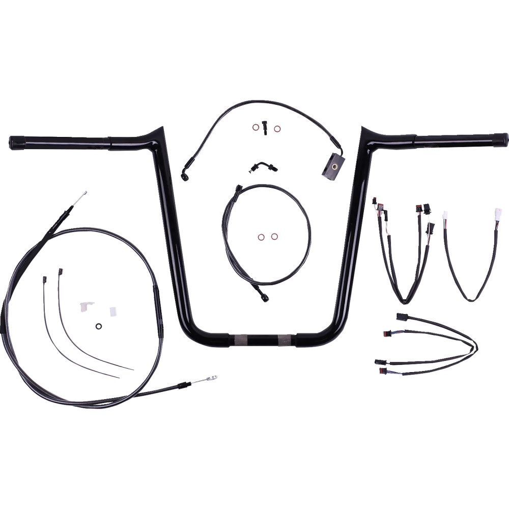 Kit de instalación de manillar Viking 1-1/4" — 1-1/4" de diámetro, abrazadera 1", negro brillo, elevación 13-1/2"