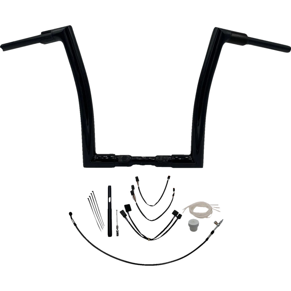 1-1/2" EZ Install Flat Top Handlebar Kit — 38 mm (1-1/2"), 32 mm clamp (1-1/4"), 14" rise, Black