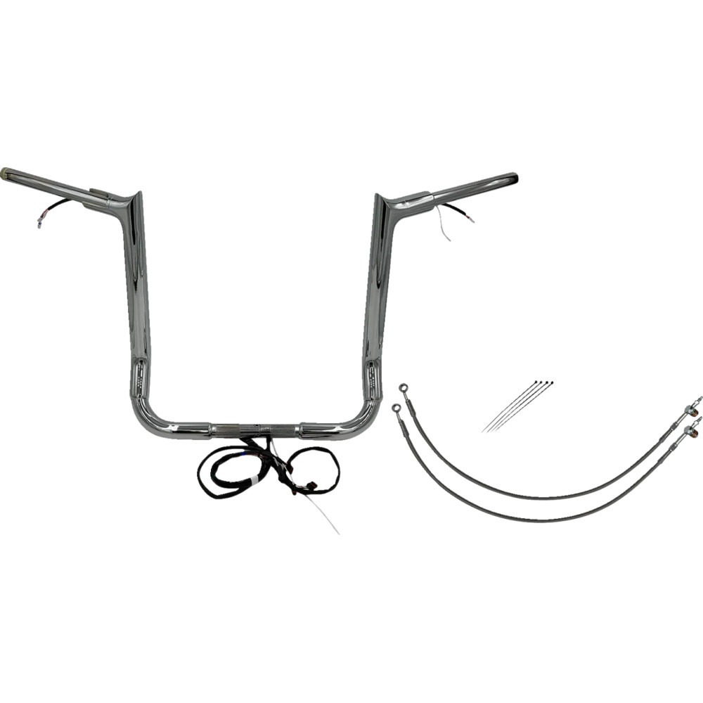Kit de manillar EZ Install con cableado, punta superior puntiaguda de 1-1/2" — 1-1/2" dia., 16" elevación, cromado
