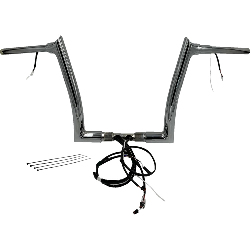 Kit de manillar EZ Install Wired 1-1/2" con tope puntiagudo — 1-1/2" dia., abrazadera 1-1/4", 35" ancho, 12" alzada, Cromo