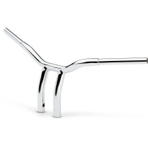 Manillar Kage Fighter con riser curvado soldado — 76 cm de ancho, 25,5 cm de elevación, 32 mm de diámetro, cromado