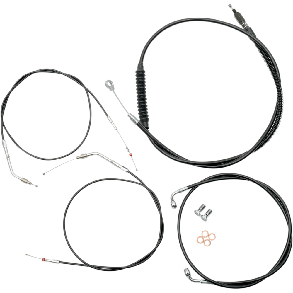 Standard Black Vinyl Braided Handlebar Cable/Brake Line Kit — Ape Hanger/Mini