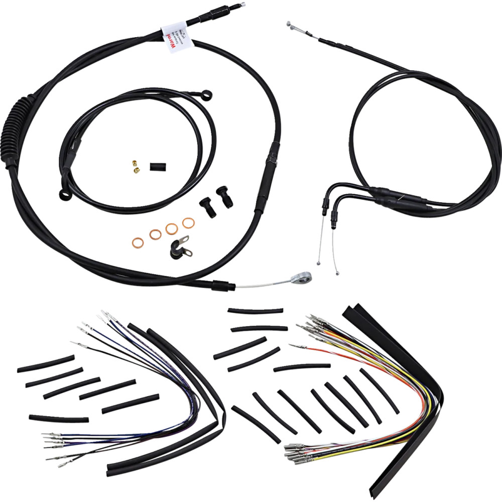 Complete Black Vinyl Handlebar Cable/Line Kit for Ape Hanger Handlebars