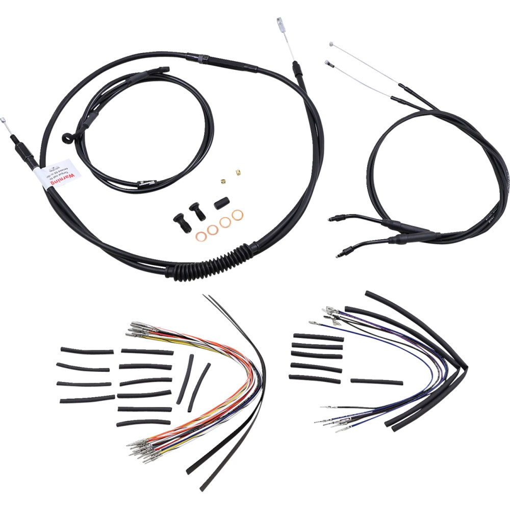 Kit de Cables/Líneas de Manillar de Vinilo Negro Completo para Manillares Ape Hanger