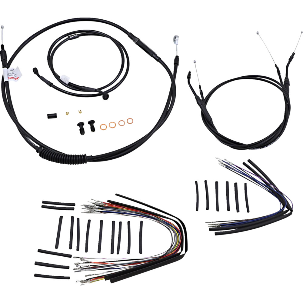 Complete Black Vinyl Handlebar Cable/Line Kit for Ape Hanger Handlebars