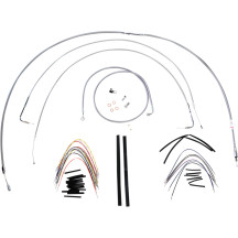 Kit completo de cables/latiguillos trenzados de acero inoxidable para manillar — 45.5 cm (18") ape hanger, Natural plateado