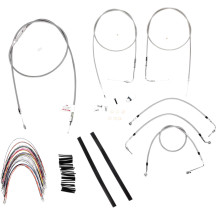 Kit completo de cables/latiguillos trenzados de acero inoxidable para manillar — altura de manillar 16", Ape hanger, Plateado