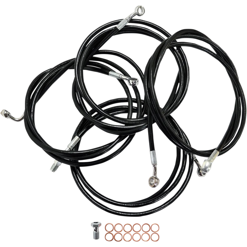 Standard Black Vinyl Braided Handlebar Cable/Brake Line Kit — Ape Hanger