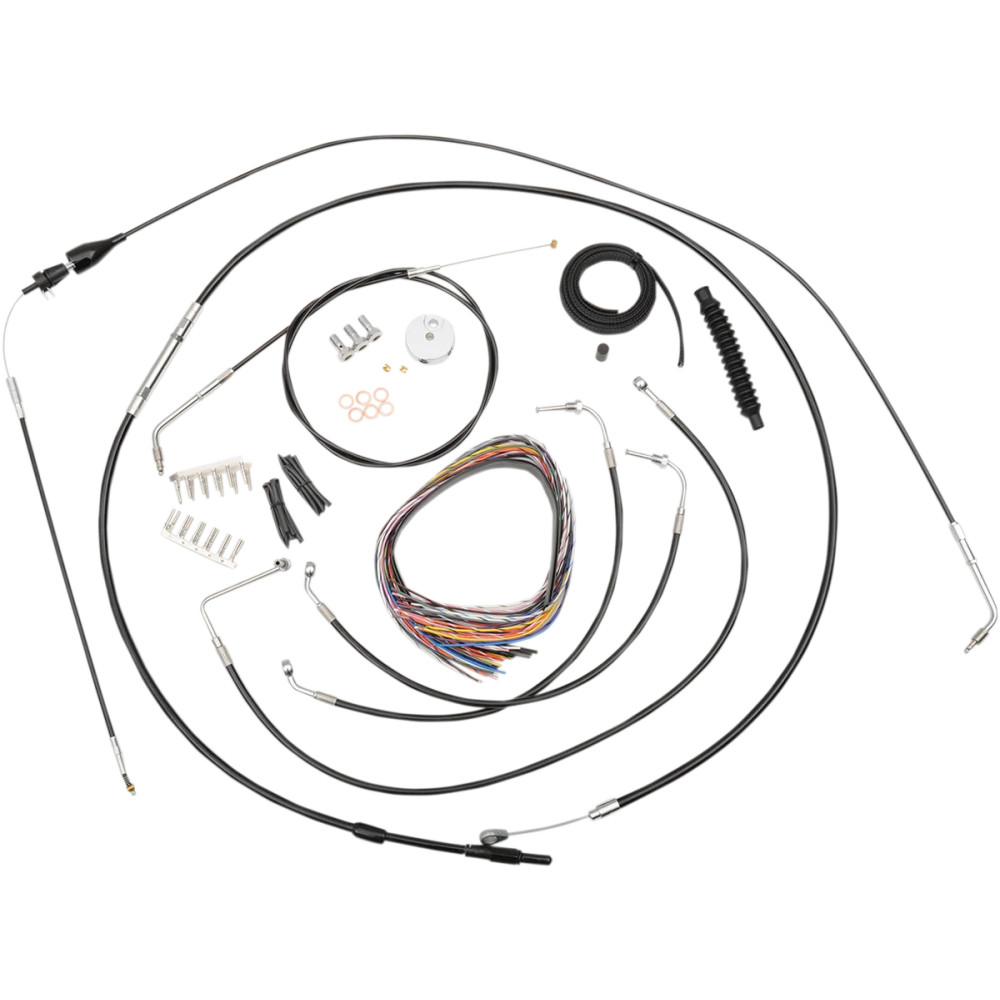 Kit completo de cables trenzados de vinilo para manillar / líneas de freno en negro — 15" - 17"