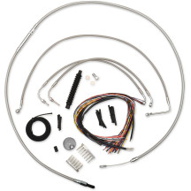 Kit completo de cables de manillar/línea de freno trenzados de acero inoxidable — altura 15"–17", natural, con recubrimiento tra