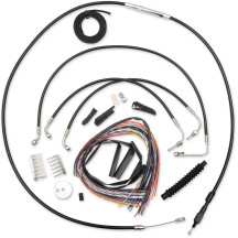 Kit completo de cables/latiguillos trenzados de vinilo negros para manillar — ajuste 12"–14", Negro