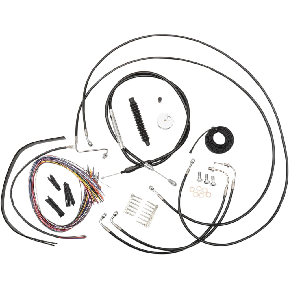 Kit completo de cables y latiguillos trenzados de vinilo para manillar negro — ajuste 12"–14"