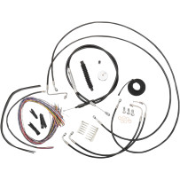 Kit completo de cables trenzados de vinilo negro para manillar (freno/embrague) — elevadores 2" (12"–14"), ABS