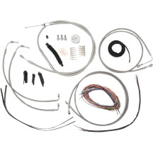 Kit completo de cables y líneas de freno trenzadas de acero inoxidable — Fits 18" - 20", natural, barnizado transparente