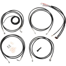 Kit completo de cables trenzados de vinilo negro para manillar/latiguillos de freno — Compatible con altura de manillar 15"–17",
