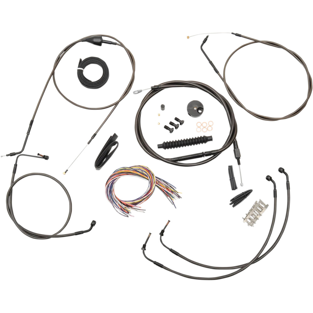 Kit completo Midnight de cables trenzados para manillar y líneas de freno — Compatible con manillares de 12"–14", Negro