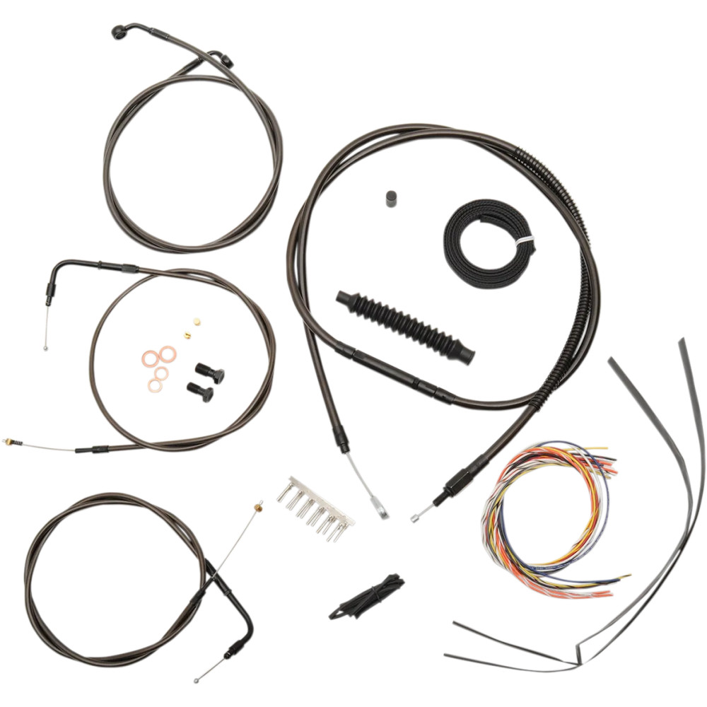 Kit completo Midnight de cables y líneas de freno trenzadas para manillar — Compatible con manillares de 15"–17", negro, acabado