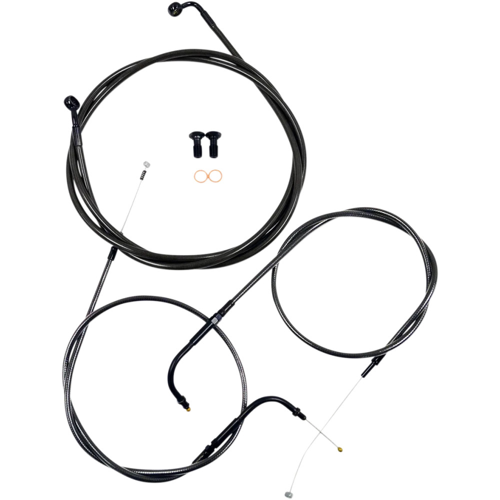 Kit trenzado de cables y líneas de freno para manillar Standard Midnight — ajuste riser 18"–20", Ape Hanger, Negro acabado trans