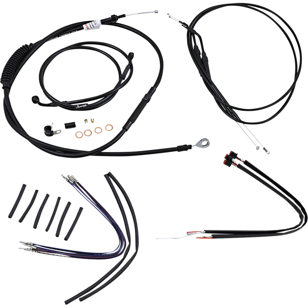 Kit completo de cable/linea de manillar de vinilo negro para manillares Ape Hanger