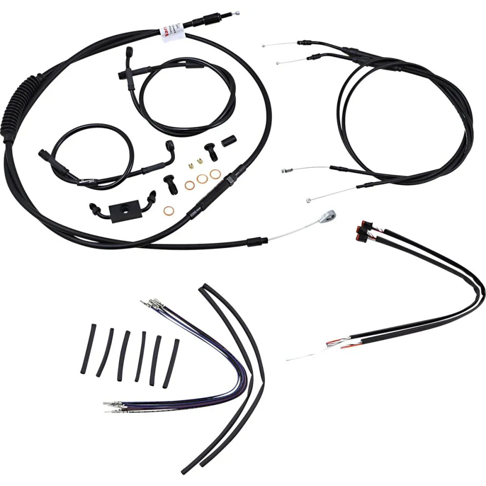 Kit completo de cables/líneas de manillar de vinilo negro para Ape Hangers — risers de 16", Ape Hanger, negro
