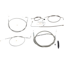 Kit estándar de cables y latiguillos trenzados de acero inoxidable para manillar — Compatible con 12" - 14" Ape Hanger, acabado 