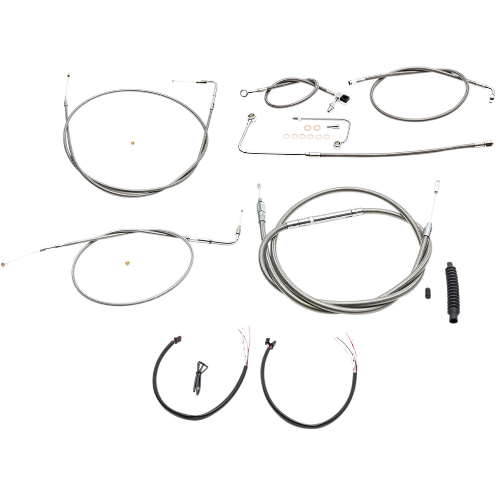 Kit completo de cables y líneas de freno trenzadas de acero inoxidable para manillar — Apto para manillares de 38–43 cm (15"–17"