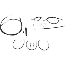 Juego completo de cables/latiguillos trenzados de vinilo negro para manillar — curvatura Mini, altura estándar, negro
