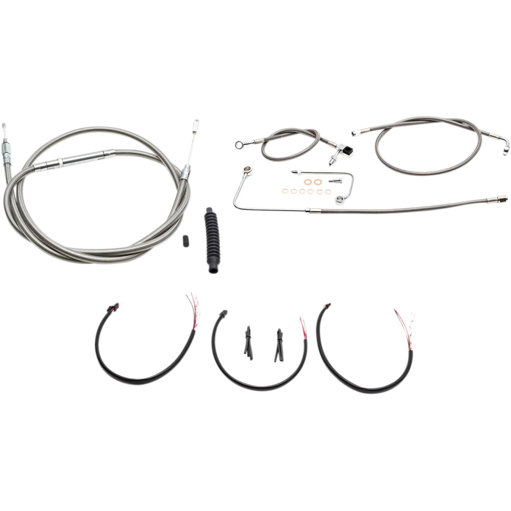 Kit completo de cables y líneas de freno trenzadas de acero inoxidable — 45,5–51 cm (18"–20"), Natural con acabado transparente