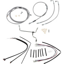 Complete Stainless Braided Handlebar Cable/Brake Line Kit — 16" fit, Ape hanger