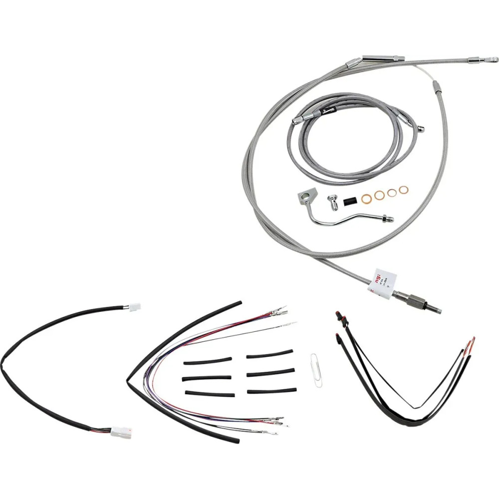 Complete Stainless Braided Handlebar Cable/Brake Line Kit — 35.5 cm (14") , ape hanger, ABS