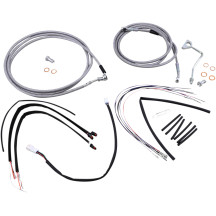 Kit completo de cables y latiguillos trenzados de acero inoxidable para manillar — 16" Ape Hanger, acabado natural