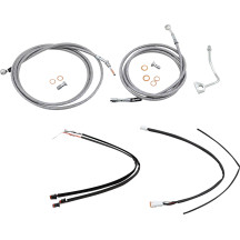 Complete Stainless Braided Handlebar Cable/Brake Line Kit — 18" fit, Ape Hanger, Silver