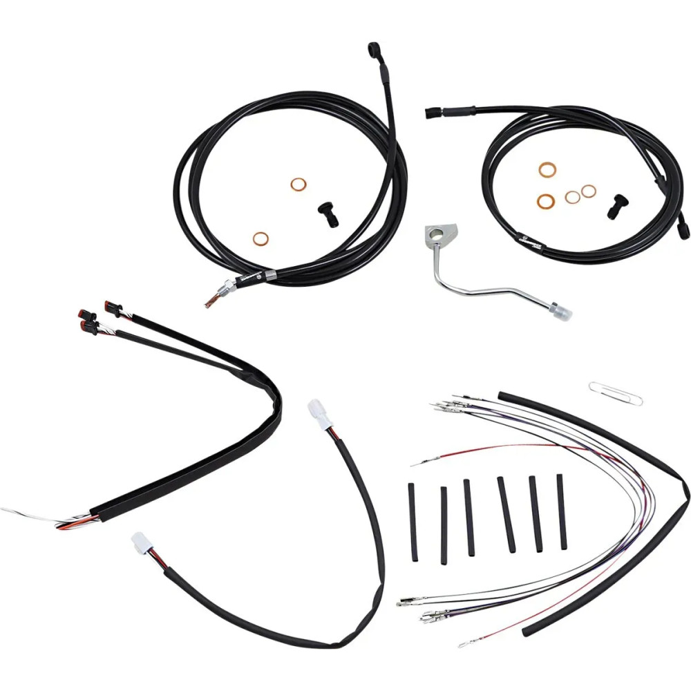 Kit completo de cables/líneas de manillar en vinilo negro para Ape Hangers — 45.5 cm (18\") elevadores, Ape Hanger