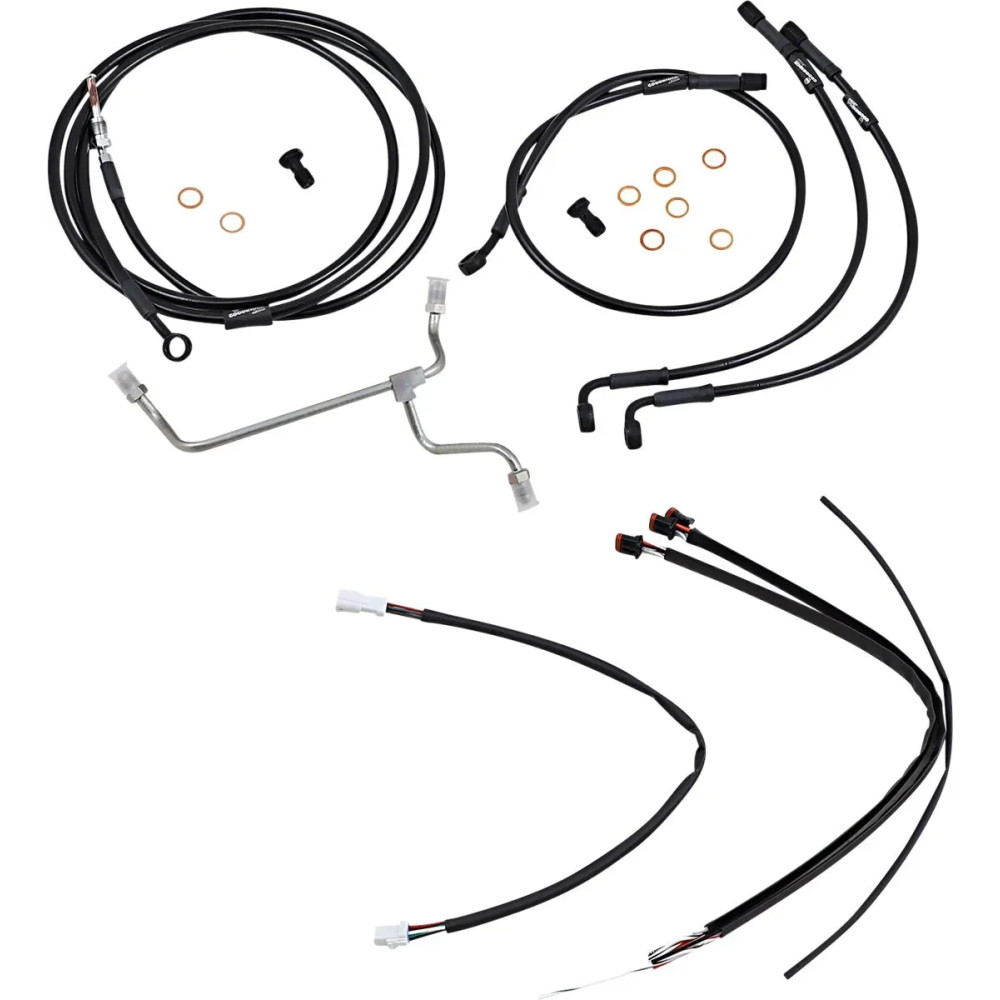 Juego completo de cables/líneas de vinilo negro para manillares Ape Hangers — 35,5 cm (14\"), ajuste Ape Hanger