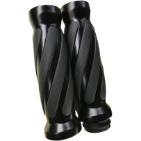 Custom Twisted Rubber Grips — 127 mm length, 25.4 mm (1") handlebar diameter, Black