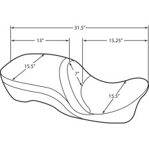 Asiento de Touring de Cuero 2-Up Compatible con Respaldo — Costura Suave