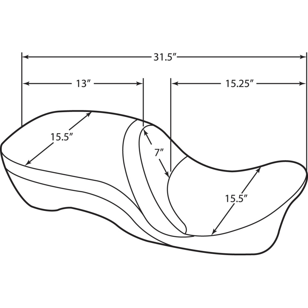 Asiento de Touring de Cuero 2-Up Compatible con Respaldo — Costura Suave
