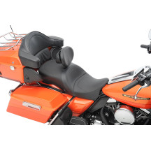 Asiento de Touring de Cuero 2-Up Compatible con Respaldo — Costura Suave