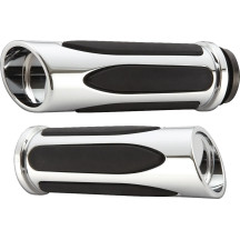 Deep Cut Comfort Series Grips — 25.4 mm (1"), 14 cm (5-1/2"), Black, Chrome