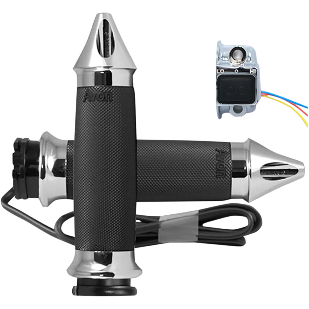 Puños calefactados — 25.4 mm (1"), 14 cm (5-1/2"), Negro, Cromo