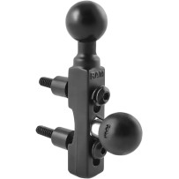 Motorcycle Brake/Clutch Reservoir Base Mount with 1" Balls — fits 22 mm (7/8") handlebar, hole centers 0.94"–1.58", black powder
