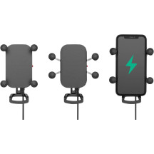 Soporte impermeable Tough-Charge™ de carga inalámbrica — Negro, acabado mate, X-Grip®