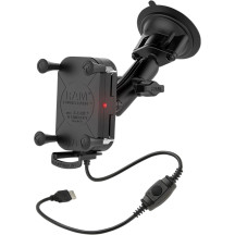 Soporte Tough-Charge™ impermeable de carga inalámbrica — Negro, acabado mate, montaje con ventosa